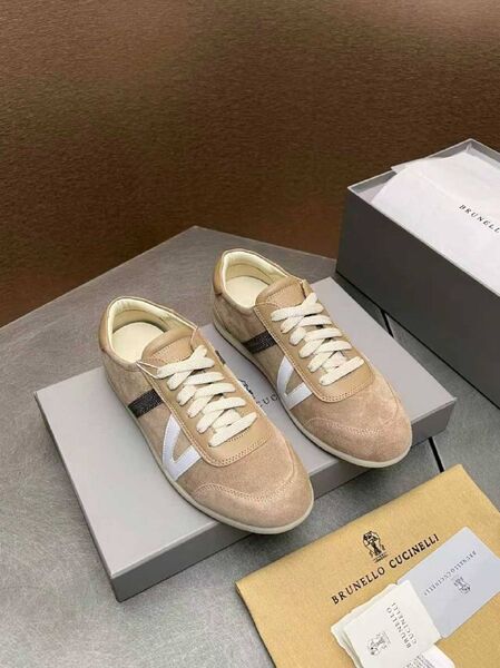 Женские кеды Brunello Cucinelli женский замша бежевый f0067862-1-6