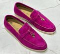 Лоферы Loro Piana женский замша бордовый 146943-1