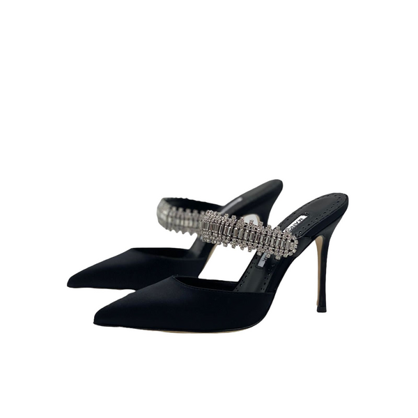 Туфли Manolo Blahnik женский сатин черный 80855-2