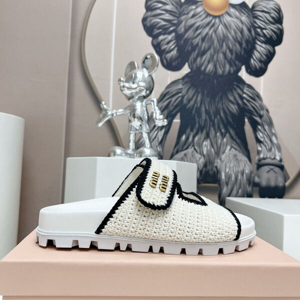 Шлепки Miu Miu женский текстиль белый 154062-3
