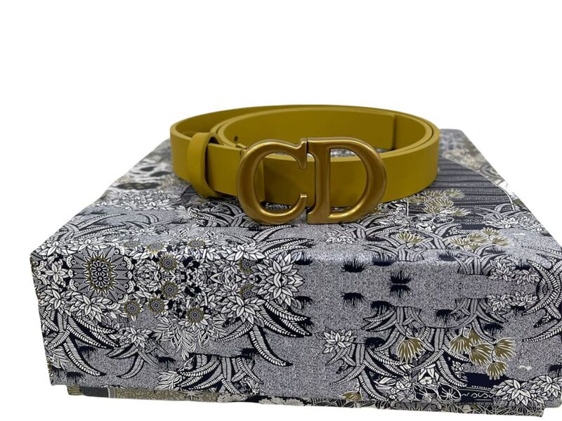 Женский ремень Christian Dior женский кожа горчичный 21150