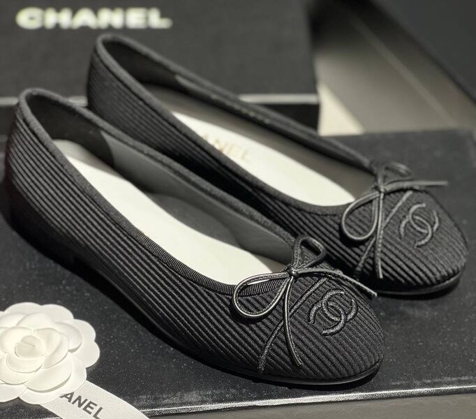 Балетки Chanel женский вельвет черный,серебристый 149117