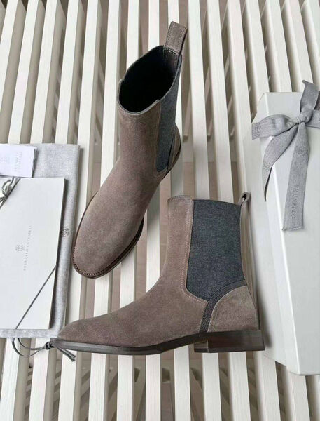 Ботинки Brunello Cucinelli женский замша бежевый 128250-2