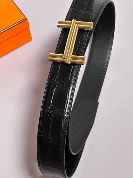 Мужской ремень Hermès мужской кожа черный 152915