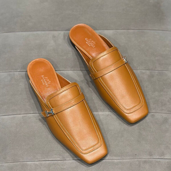 Мюли Hermès женский кожа бежевый 117057-2