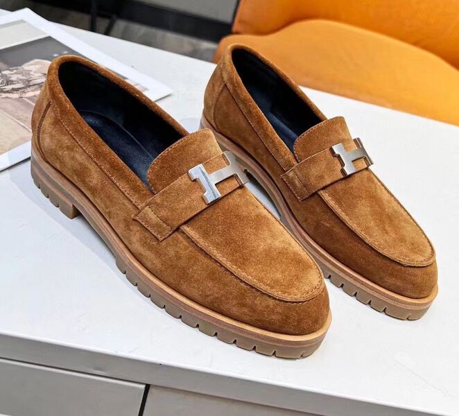 Лоферы Hermès женский замша 106939