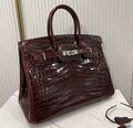 Сумка Hermès Birkin 35 ручная работа женский кожа бордовый 98480-1