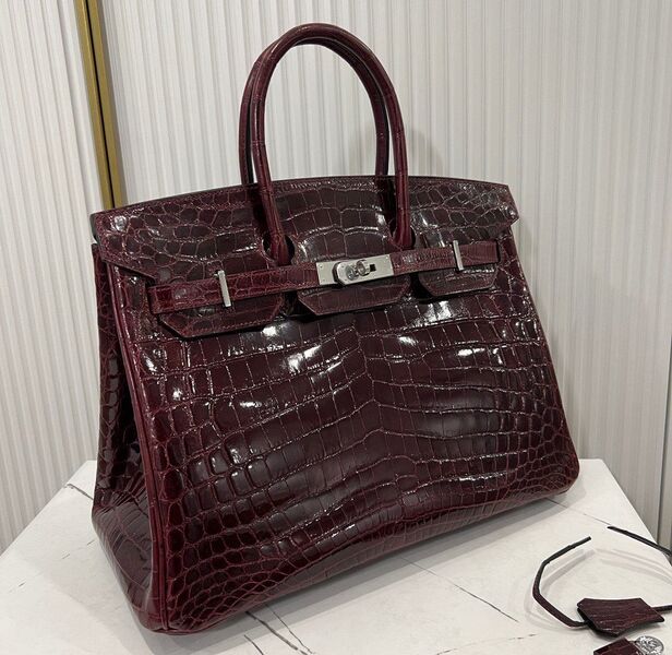 Сумка Hermès Birkin 35 ручная работа женский кожа бордовый 98480