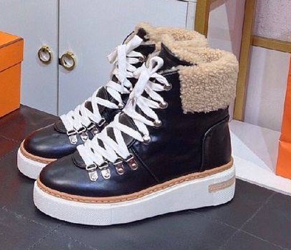Ботинки Hermès женский кожа черный 128979-2