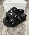 Шлепки Celine женский текстиль черный 116472-4