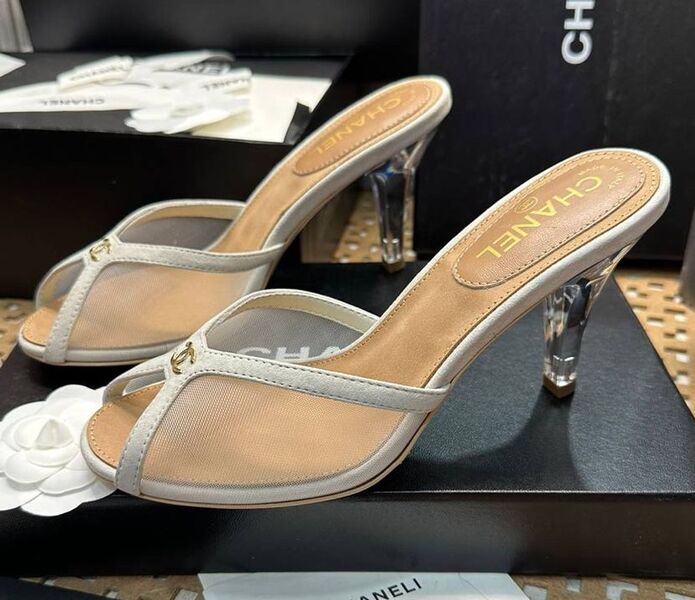 Шлепки Chanel женский кожа белый 154783