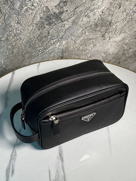 Мужской несессер космктичка Prada мужской кожа черный 171176-2