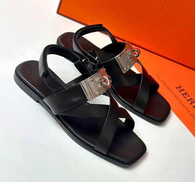 Сандалии Hermès женский кожа черный 149063