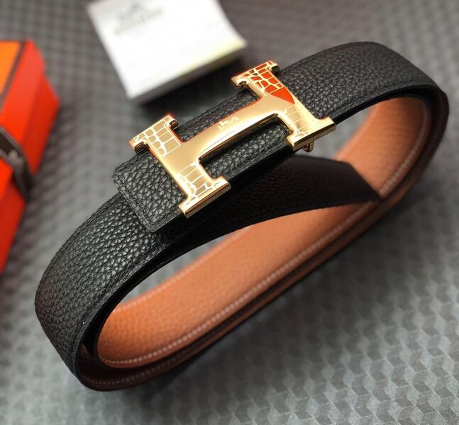 Мужской ремень Hermès мужской кожа черный 52492