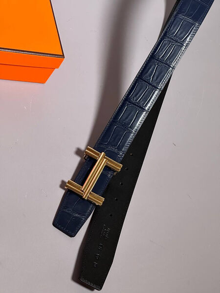 Мужской ремень Hermès мужской кожа синий 152879-3
