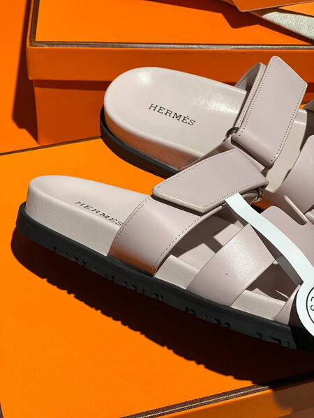 Шлепки Hermès женский кожа розовый 150442-3