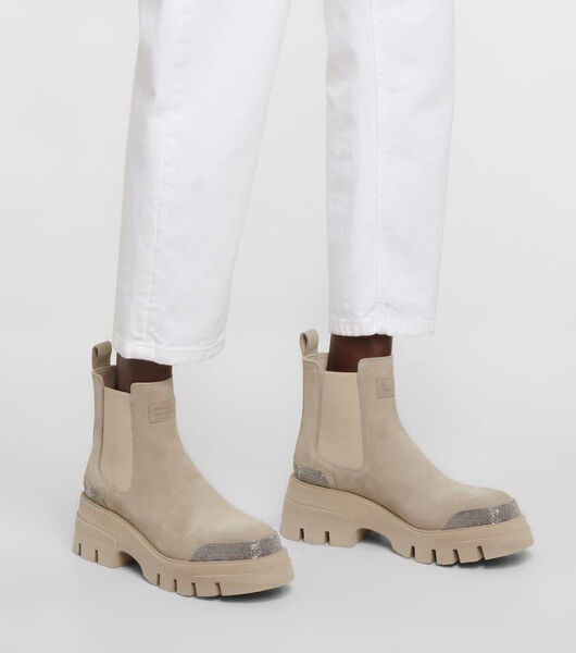 Ботинки Brunello Cucinelli женский замша бежевый 97452-4