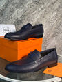Мужские лоферы Hermès мужской кожа синий 172007-4