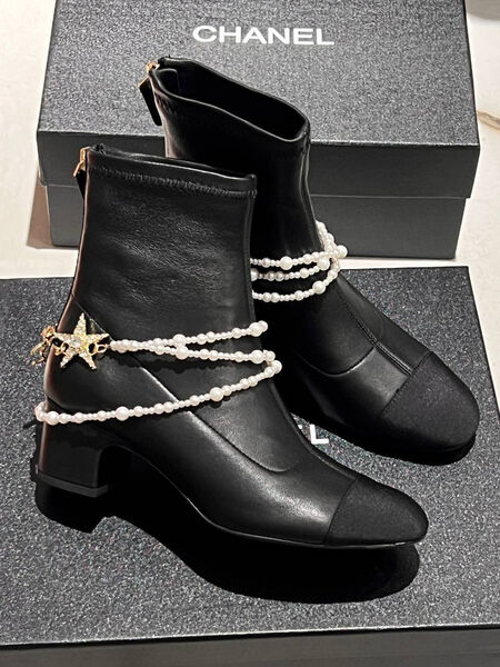 Ботильоны Chanel женский кожа черный 161796-5