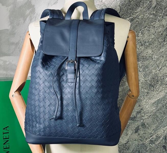 Мужской рюкзак Bottega Veneta мужской кожа синий 131375