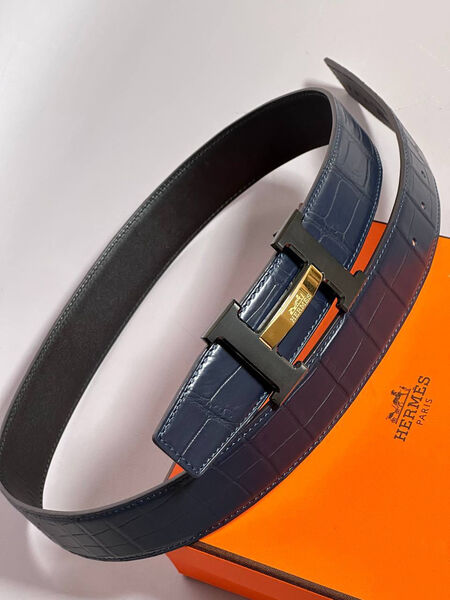 Мужской ремень Hermès мужской кожа синий 152861-2