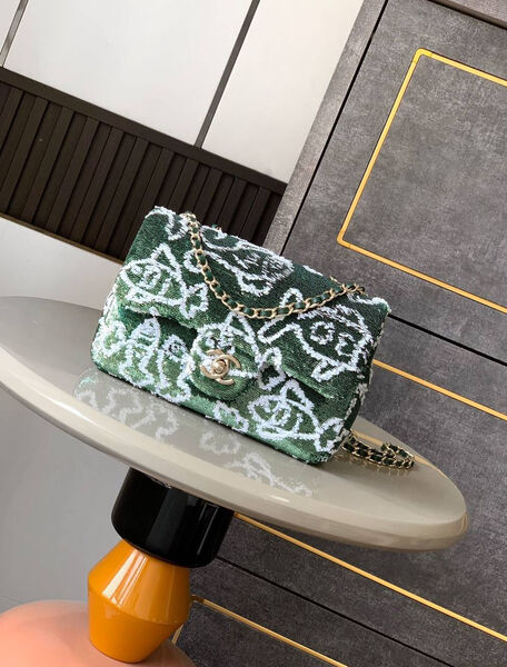 Сумка Chanel женский твид болотный 189942-2