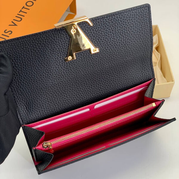 Кошелек Louis Vuitton женский кожа черный 100878-3