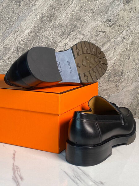 Мужские лоферы Hermès мужской кожа черный 169500-8