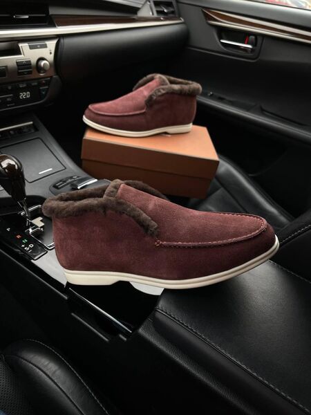 Мужские лоферы Loro Piana мужской бордовый 45065-4