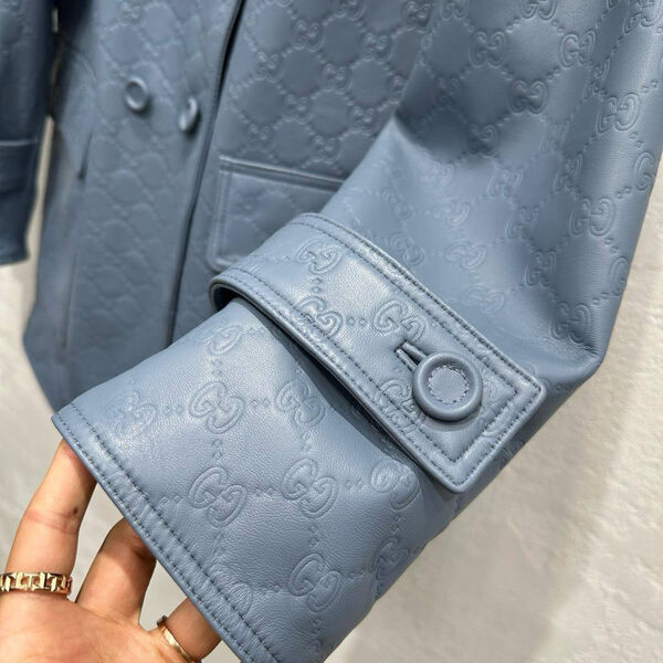 Тренч Gucci женский кожа бирюзовый 179226-2