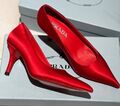 Туфли Prada женский сатин бордовый 146539-1