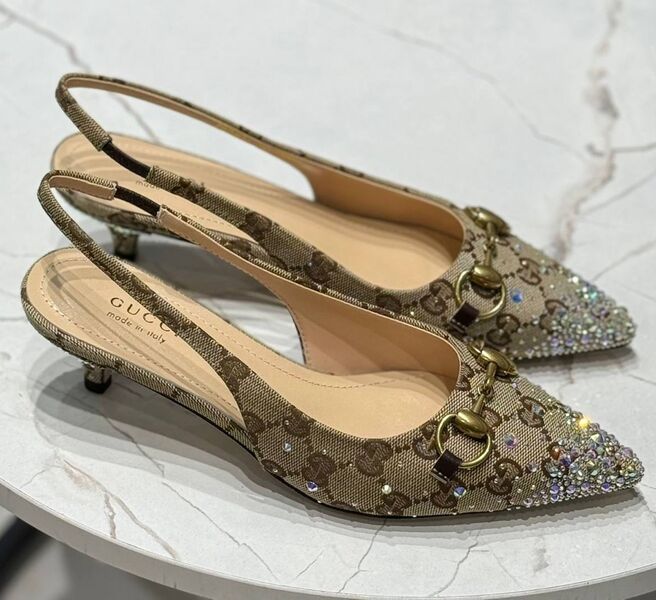 Туфли Gucci женский текстиль бежевый 172667