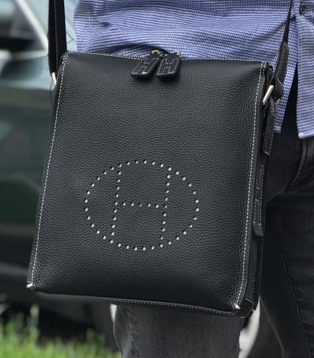 Мужская сумка мессенджер Hermès мужской кожа черный 41176