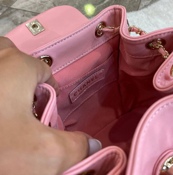 Рюкзак Chanel женский кожа розовый 101474-2