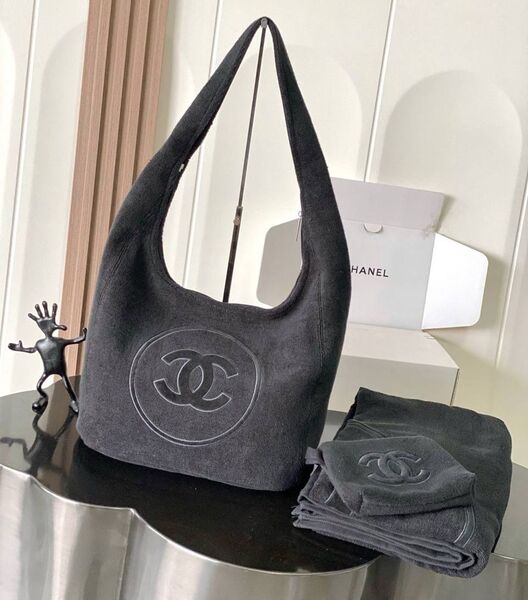 Сумка Chanel женский текстиль черный 193886