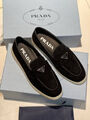 Лоферы Prada женский замша черный 119592-2