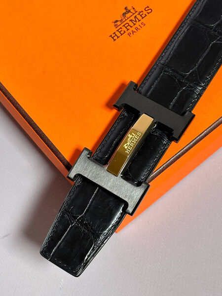 Мужской ремень Hermès мужской кожа черный 152897-4