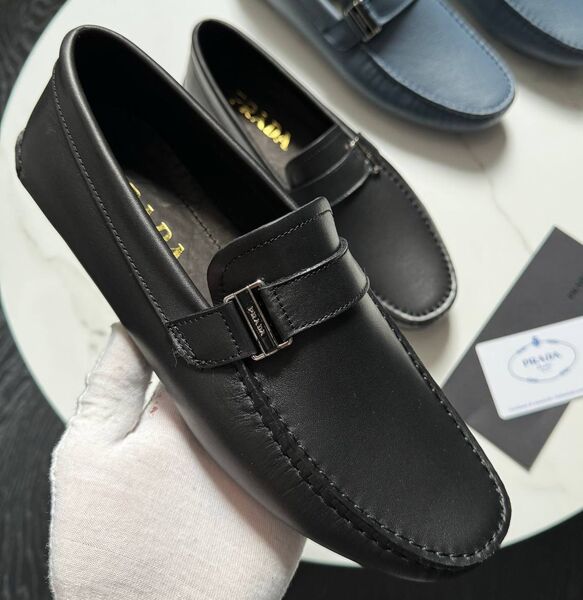 Мужские мокасины Prada мужской кожа черный 145818
