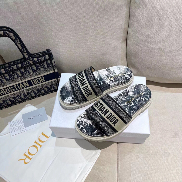 Шлепки Christian Dior женский текстиль черный 88296-4