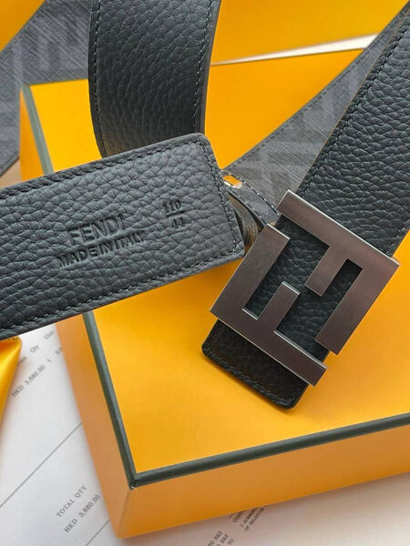 Мужской ремень двухсторонний Fendi мужской кожа черный 135017-3