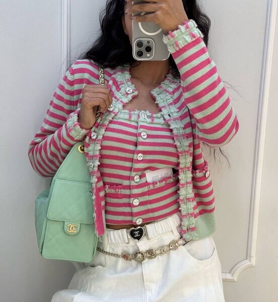 Кардиган Chanel женский болотный 186234