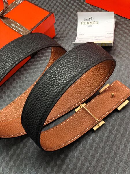 Мужской ремень Hermès мужской кожа черный 52492-5