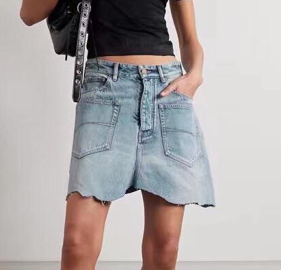 Шорты Balenciaga женский джинса бирюзовый 119514