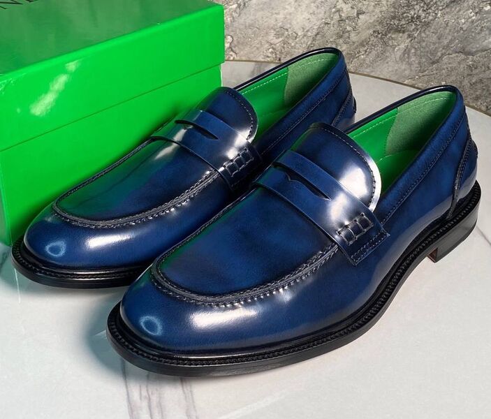 Мужские лоферы Bottega Veneta мужской кожа синий 170946