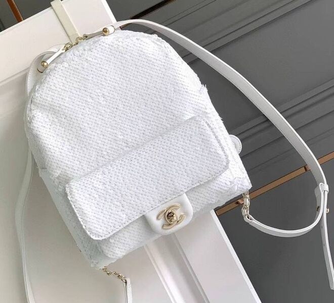 Рюкзак Chanel женский текстиль белый 138485