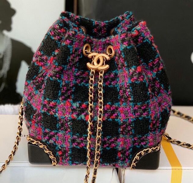 Рюкзак Chanel женский твид черный 100478