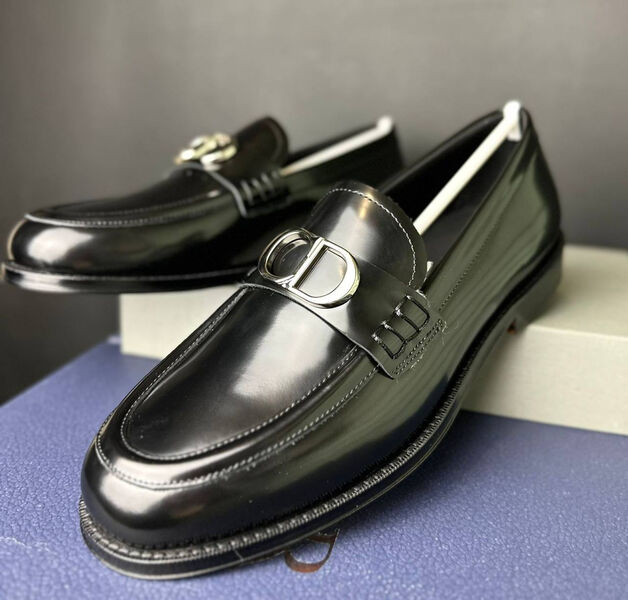 Мужские лоферы Christian Dior мужской кожа черный 145401-2