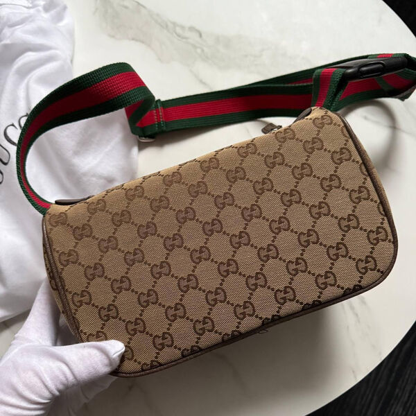 Мужская сумка мессенджер Gucci мужской текстиль бежевый 190574-4