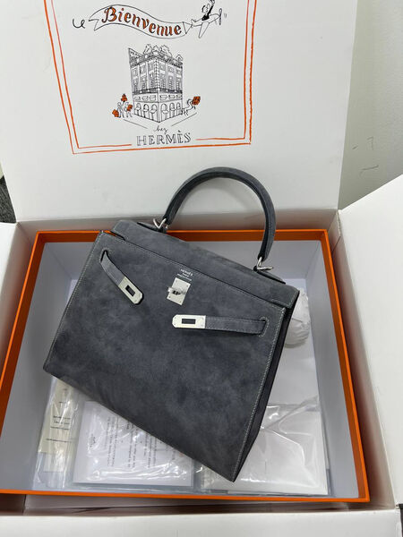 Сумка Hermèskelly 25 женский замша графитовый 156150-3