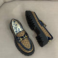 Лоферы Gucci женский текстиль бежевый 123005-2